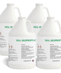 Four 1-gallon jugs of Seventy Percent Isopropyl Alcohol Rubbing Alcohol For Cleanup And Solvent Use In Home Lab And Industrial Settings High Purity Heavy Duty Multipurpose Cleaner And Degreaser 4 Gallon USP Grade.