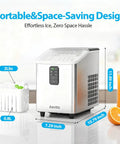 Countertop Ice Maker Delivers Bullet Ice In Minutes 26 Lbs Per Day Two Ice Sizes Portable Stainless Steel Machine On Countertop