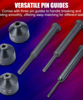 Three pin guides and pin tips from 20 Piece Chain Breaker Tool Kit With C Frame And 3 Anvils, 5 Break Tips, Moto Chain Cutter And Riveter