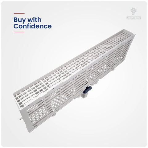 Top angle of Silverware Basket Assembly For Whirlpool Dishwashers Easy Install Pro Grade Durable Fits 1060509 AH973489 EA973489 PS973489 1 Year Warranty USA Based Company.
