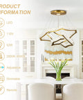 Lit Crystal Rings LED Chandelier With Integrated LED Strips Stainless Steel Frame Modern Hanging Ceiling Light in dining room