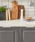 Kitchen view with concealed cabinet featuring 10 pack finger pulls for cabinets and drawers 128mm center hole 150mm length silver zinc alloy edge pulls
