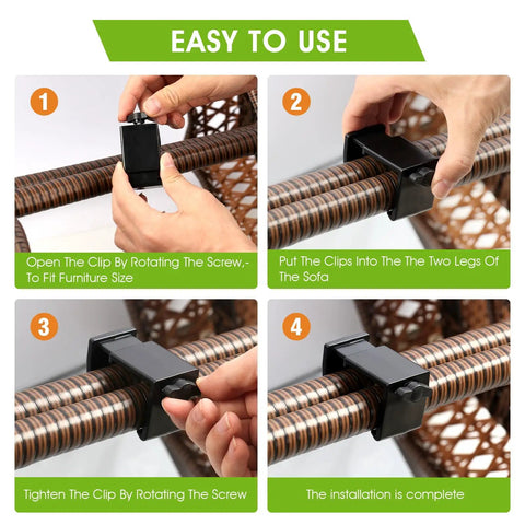 Adjustable Outdoor Furniture Clips For Rattan And Wicker Sectionals, Modular Couch Connectors, installation process steps