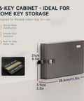 Side view of 16 Key Wall Mounted Lock Box With 3 Digit Combination Lock And Backup Key For Home Office Rental Property Management Key Organizer Includes Durable Key Tags.