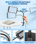 Massive 7 Inch Floor Magnifier Lamp With Light And Stand Flexible Gooseneck 10X To 30X Magnification 5 Color Modes 3 In 1 LED Desk Lamp Magnifier For Reading Close Work And Sewing Black with multi-angle adjustable gooseneck design