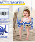 Toddler enjoying Toddler Swing Seat With Heavy Duty Canvas Adjustable Rope And Safety Harness Drop Resistant Design Easy Install