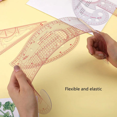 Hands demonstrating flexibility of French Curved Ruler For Sewing Beginners The Ultimate Tailors Ruler For Precise Dressmaking Patchwork