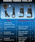 Ford Engine Timing Tool Kit For 4.6L 5.4L And 6.8L V8 With camshaft and crankshaft tools shown with part numbers
