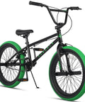 Freestyle BMX Bike For Kids 20 Inch Beginner Friendly Bicycle For Ages 7 To 13 With Durable Hi Ten Steel Frame Black With Green Tires