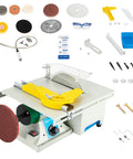 Pro Grade 5 In 1 Lapidary Saw Kit With Jade Grinder And Polisher, Adjustable 800 To 10000 RPM Rock Cutting Machine, components visible