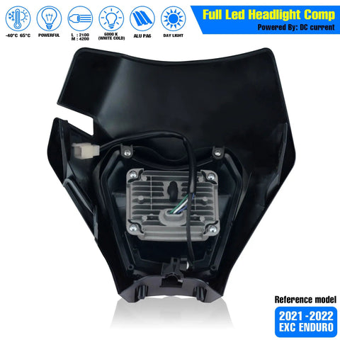 Rear view of Universal LED Dirt Bike Headlight Kit With 2100 Lm Output For Enduro Pit Bikes And ATVs