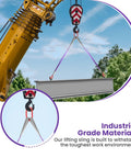 Two-piece polyester lifting slings with hooks, 3.3 ft long, 4,409 lb capacity, two-leg crane rigging (front view)