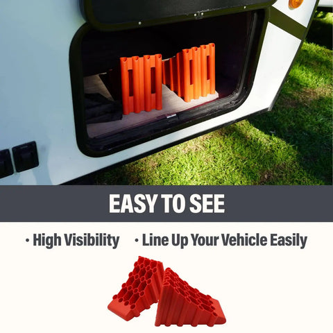 Beefy Wheel Chocks 2 Pack Non Slip Solid Polypropylene Prevent Rolling On Slopes For RVs Trailers Campers Trucks And Boats Durable