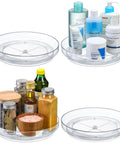 Four Pack 9 Inch Clear Acrylic Lazy Susans Non Skid Turntables Organizer For Cabinets Kitchen Pantry Refrigerator