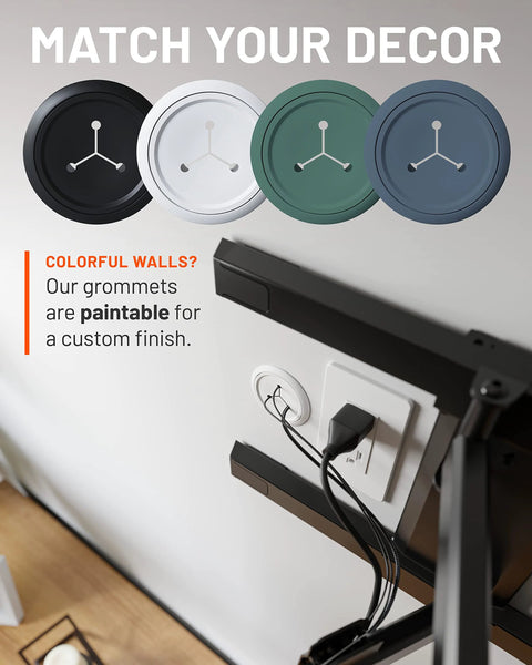 Colorful paintable grommets for Two Pack Mini In Wall TV Cord Hider Kit Two Point Five Inch Width concealing cables behind TV.