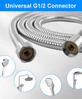 Extra Long 79 Inch Stainless Steel Shower Hose With Anti Kink Flex Handheld Hose For Pet Bathing, RV Cleaning, And Bidet Hose Extensions, Universal Half Inch Thread Fit G1/2 For Easy Daily Baths