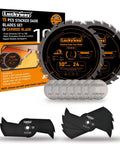 10 Inch Dado Blade Set For Table Saw With 24 Carbide Teeth, Stacked Dado Kit, 15 Piece with blades and case displayed.