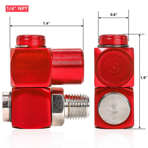 Four Pack 1/4 Inch MNPT Aluminum Air Hose Fittings With 360 Degree Swivel Plug And Play Quick Connect Pneumatic Tool Adapters For Air Tools Red Includes Thread Tape For Leak Prevention, 1/4 NPT