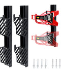 Off Floor Jack Stands Wall Mount Organizer Brackets Fits 2 And 3 Ton Heavy Duty Holder Hook Storage Rack Wall Mount Two Pack For Four Stands Car Trailer Tools, shown in black steel with mounting hardware