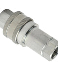 Hydraulic Coupler Set G 3 8 Female Pipe Fitting Carbon Steel High Pressure Sealing Auto Close Prevents Leaks Rustproof Thickened Steel For Harsh Environments Heavy Duty Performance Guaranteed For Pros Need Reliable Gear Every Single Day Without Fail. angled view of female hydraulic coupler