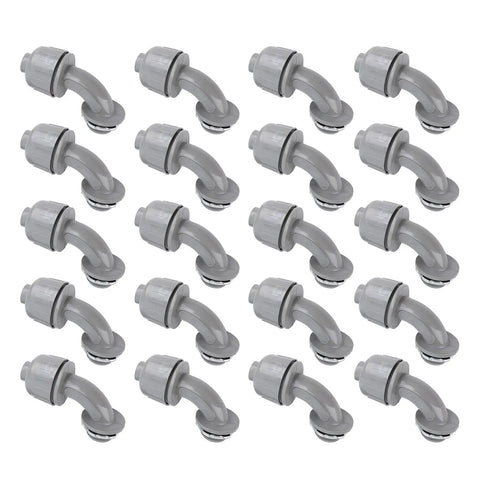 Heavy Duty Nylon 6 Liquid Tight Connector 1/2 Inch Npt 90 Degree Angled Design multiple items view for industrial wiring setup