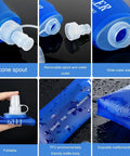 Ultra Lightweight Foldable Water Bottle For Hiking And Outdoor Adventures, shown with silicone spout and compact design