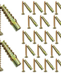 20 Pack Gold Anchors And Screws Kit For Hollow Walls With Tree Shape Expansion For A Vice Like Grip, 6x32mm, shown in a set of twenty.