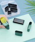Leather Die Punch Cutter Set In Steel With Hollow Punch Tools For Cutting Leather displayed on a table with an open box