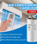 Dual Run Round CBB65 Capacitor 30 Plus 5 MFD Five Percent Tolerance 370 To 440 Volt For AC Motors HVAC Air Conditioner