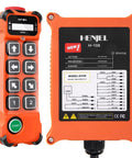 Eight Channel Industrial Wireless Crane Remote Control With 100 Meter Range and receiver unit, orange casing