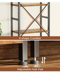 11 Shelf Ladder Bookcase With Open Display Shelves For Home And Office showing X-shape crossbar and adjustable feet pad