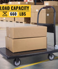Foldable Heavy Duty Push Cart Dolly With 660 Lb Capacity And Swivel Wheels For Home Garage Or Warehouse Use Flatbed Cart In Use