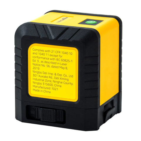 Versatile Laser Level With Horizontal Vertical And Cross Line Beams For Picture Hanging And DIY Home Renovation, 59 Foot Range Green Laser, Auto Pendulum Mode And Manual Option, Class II Indoor Outdoor, Yellow And Black, rear view