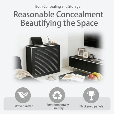 Image of No Drill Radiator Cover Cabinet For Home Wall Mounted Conceals Old Radiators And Clutter With Flat Top Shelf For Decor And Essentials.