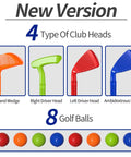 Colorful clubs and balls from Tot Friendly Mini Golf Toy Set With Golf Cart, Putting Mat, 4 Clubs And 8 Balls For Backyard Play, Perfect Gift.