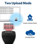 Diagram showing Two Upload Mode of Three In One 2D Barcode Scanner Handheld USB Wired 2.4G Wireless Bluetooth No Software Install Needed.