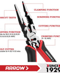 Six In One Needle Nose Pliers With Wire Stripper Crimper And Cutter Do It All Eight Inch Multi Tool For Clamping Stripping Cutting