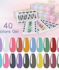 Gel Palette For Nail Art Non Wipe Painting Gel Set With 40 Colors In Individual Squares UV LED Safe shown with color guide chart