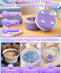 Grab and Go portable ultrasonic turbo washer mini washing system upgrade on a counter with basins for easy cleaning scenarios.