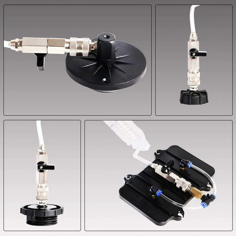 Pneumatic Brake Bleeder Kit With Master Cylinder Adapters, black components and tubes, Pro Grade Oil Change System