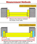 Measurement diagram for Heavy Duty Aluminum Flood Shields For Doors And Warehouse Openings, detailing inside and outside installation.