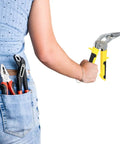 Person holding Crimping Tool Hand Seamer Bending Pliers For Ductwork And Sheet Metal Ergonomic Grip With Slip Resistant Handle