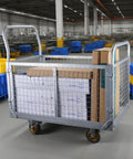 6 In 1 Platform Cart With Removable Cage Heavy Duty Folding Flatbed Lift Cart For Warehouse Grocery And Storage 1800 Lb Capacity With 6 Inch Swivel Wheels Built From Durable Steel For Easy Maneuvering And Versatile On The Job. steel cage cart with boxes in warehouse