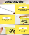 Restroom Closed For Cleaning Sign Yellow Hanging Doorway Safety Sign Adjustable From 30 To 53 Inches No Entry During Cleaning Ideal For Restrooms Restaurants Hotels Offices Hospitals Janitorial Use installation steps showing adjustment directions.