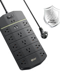 Beefed Up Heavy Duty Power Strip With 13 Widely Spaced Outlets, 2 USB A And 2 USB C PD 20W Fast Charge, 5000 Joules Surge Protector