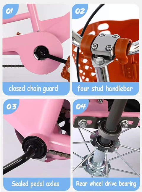 Detailed features of Outdoor Cruiser Tricycle With Pedals Three Wheel Trike For Travel Pneumatic Tires and Spoke Wheels