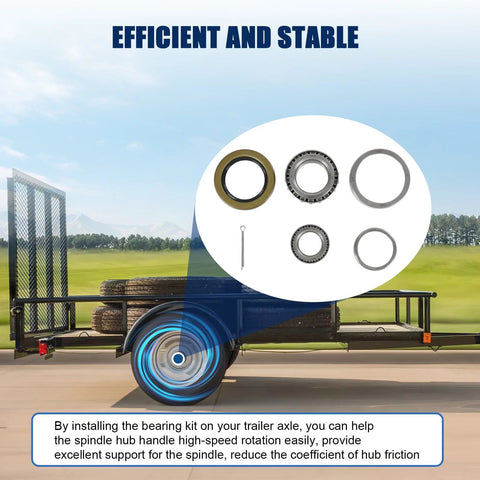 Boat trailer axle bearings kit, 1 set with grease seals and cotter pin for 5200-lb axles (D42 spindle) front view