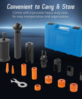 Fuel Injector Removal Kit with Seal Installer for VW Audi Engines 1.4L to 4.2L V8 FSI TSI, includes 18 pieces and carry case.