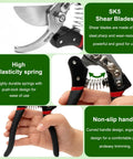 8.5 Inch Pro Grade Garden Shears With SK5 Steel Blades features and details collage