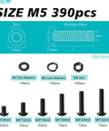 Diagram of M5 Button Head Socket Cap Screws Set 390 Pcs Assortment Kit With Nuts And Washers Fully Threaded 10.9 Grade Alloy Steel